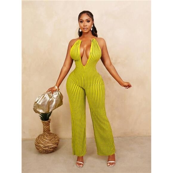 Backless Yellow Halter Jumpsuit Yellow Jumpsuit, Yellow Topshop